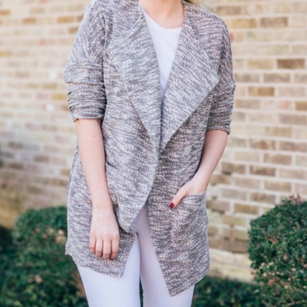 ASTR the Label Draped Open Front Long Knit Sweater Cardigan - Womens Medium